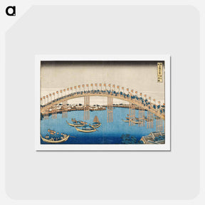 アートポストカード-Hokusai's Tenman Bridge at Settsu Province - 葛飾 北斎 Postcard.