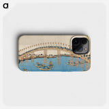 Hokusai's Tenman Bridge at Settsu Province - Katsushika Hokusai Phone Case.