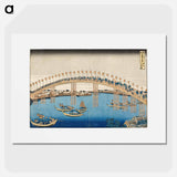 アートポスター-Hokusai's Tenman Bridge at Settsu Province - 葛飾 北斎 Poster.