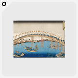 アートポストカード-Hokusai's Tenman Bridge at Settsu Province - 葛飾 北斎 Postcard.