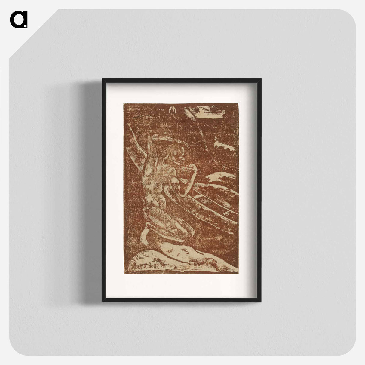 アートポスター-A Fisherman Drinking Beside His Canoe - ポール ゴーギャン Poster.