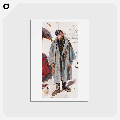 Young Soldier, Sketch of a Soldier Giving Water to a Wounded Companion - ウィンスロー ホーマー Postcard.