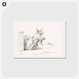 アートポストカード-Goat half lying in a pen - ジャン ベルナール Postcard.
