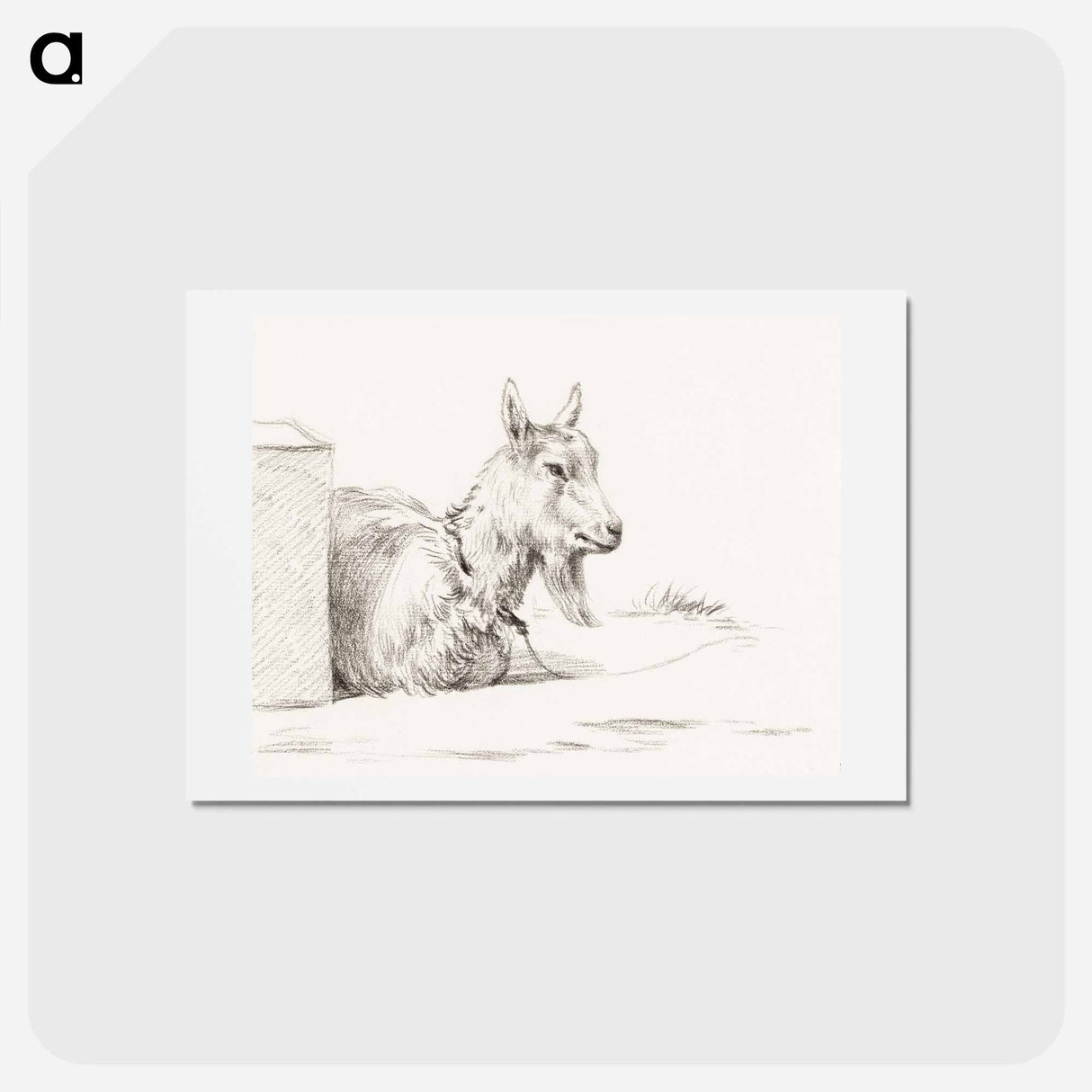 アートポストカード-Goat half lying in a pen - ジャン ベルナール Postcard.