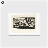 アートポストカード-Three People, a Mask, a Fox and a Bird - ポール ゴーギャン Postcard.