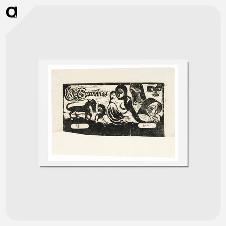 アートポストカード-Three People, a Mask, a Fox and a Bird - ポール ゴーギャン Postcard.