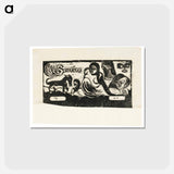 アートポストカード-Three People, a Mask, a Fox and a Bird - ポール ゴーギャン Postcard.