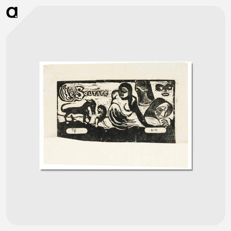 アートポストカード-Three People, a Mask, a Fox and a Bird - ポール ゴーギャン Postcard.