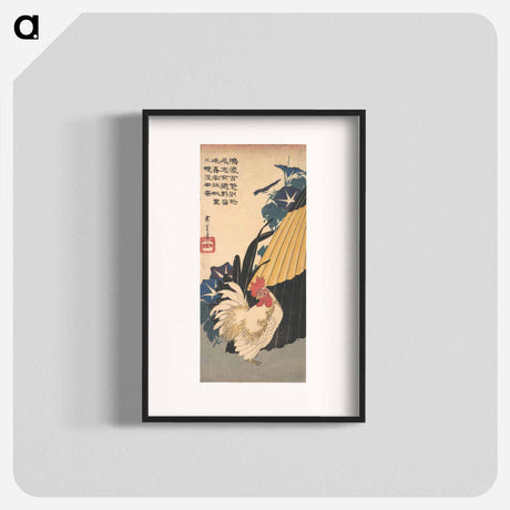 アートポスター-Rooster, Umbrella, and Morning Glories
 - 歌川 広重 Poster.
