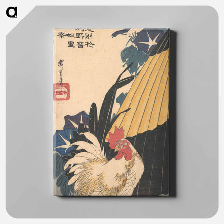 アートパネル-Rooster, Umbrella, and Morning Glories
 - 歌川 広重 Canvas.