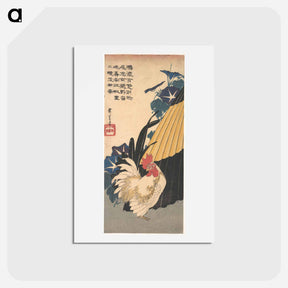 アートポストカード-Rooster, Umbrella, and Morning Glories
 - 歌川 広重 Postcard.
