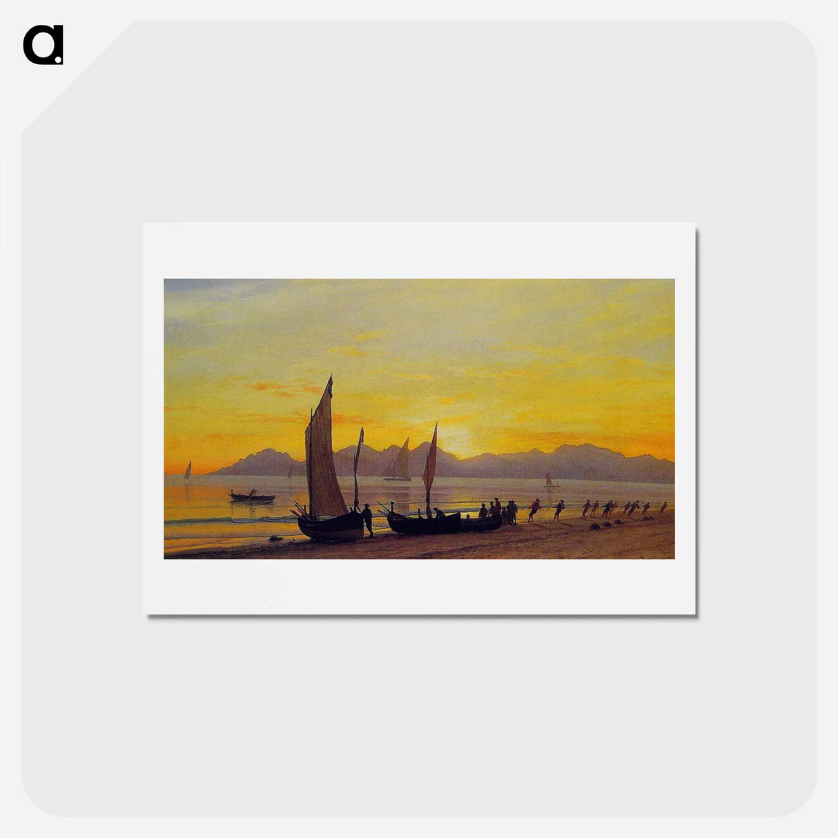 Boats Ashore at Sunset - アルバート ビアスタット Postcard.
