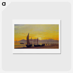 アートポストカード-Boats Ashore at Sunset - アルバート ビアスタット Postcard.