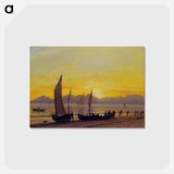 Boats Ashore at Sunset - アルバート ビアスタット Postcard.