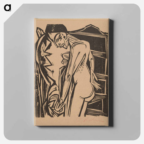 アートパネル-Female Nude Before a Cabinet - エルンスト ルートヴィヒ キルヒナー Canvas.