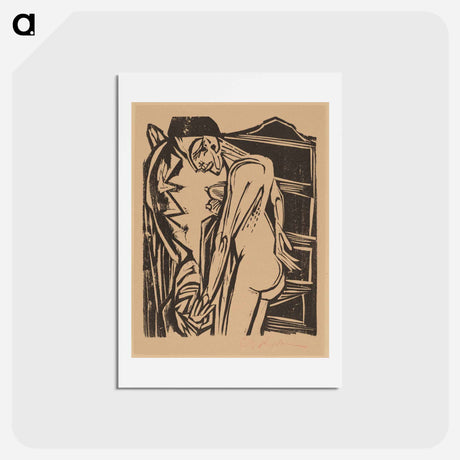 アートポストカード-Female Nude Before a Cabinet - エルンスト ルートヴィヒ キルヒナー Postcard.