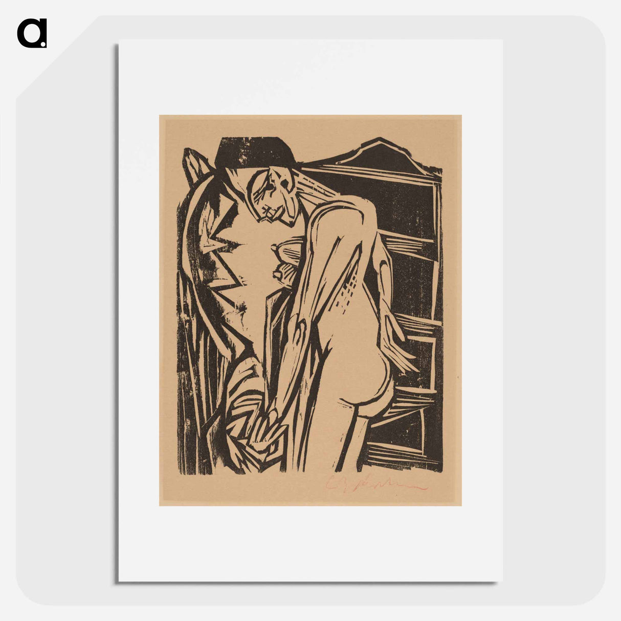 Female Nude Before a Cabinet - Ernst Ludwig Kirchner Poster.