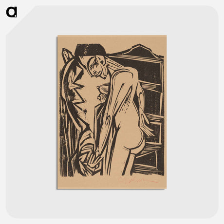 アートポストカード-Female Nude Before a Cabinet - エルンスト ルートヴィヒ キルヒナー Postcard.