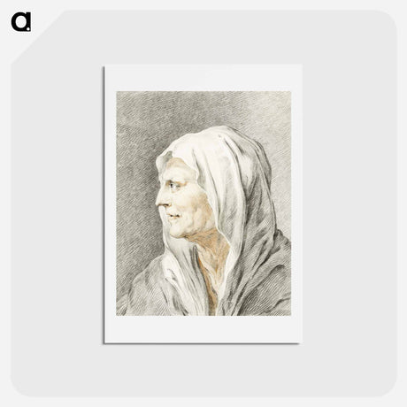 アートポストカード-Old woman with headscarf - ジャン ベルナール Postcard.