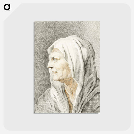 アートポストカード-Old woman with headscarf - ジャン ベルナール Postcard.