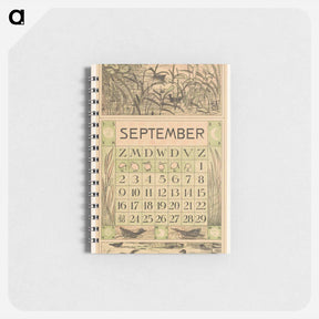アートメモ帳-Kalenderblad september met watervogels tussen het riet - テオ ヴァン ホイテマ Memo.