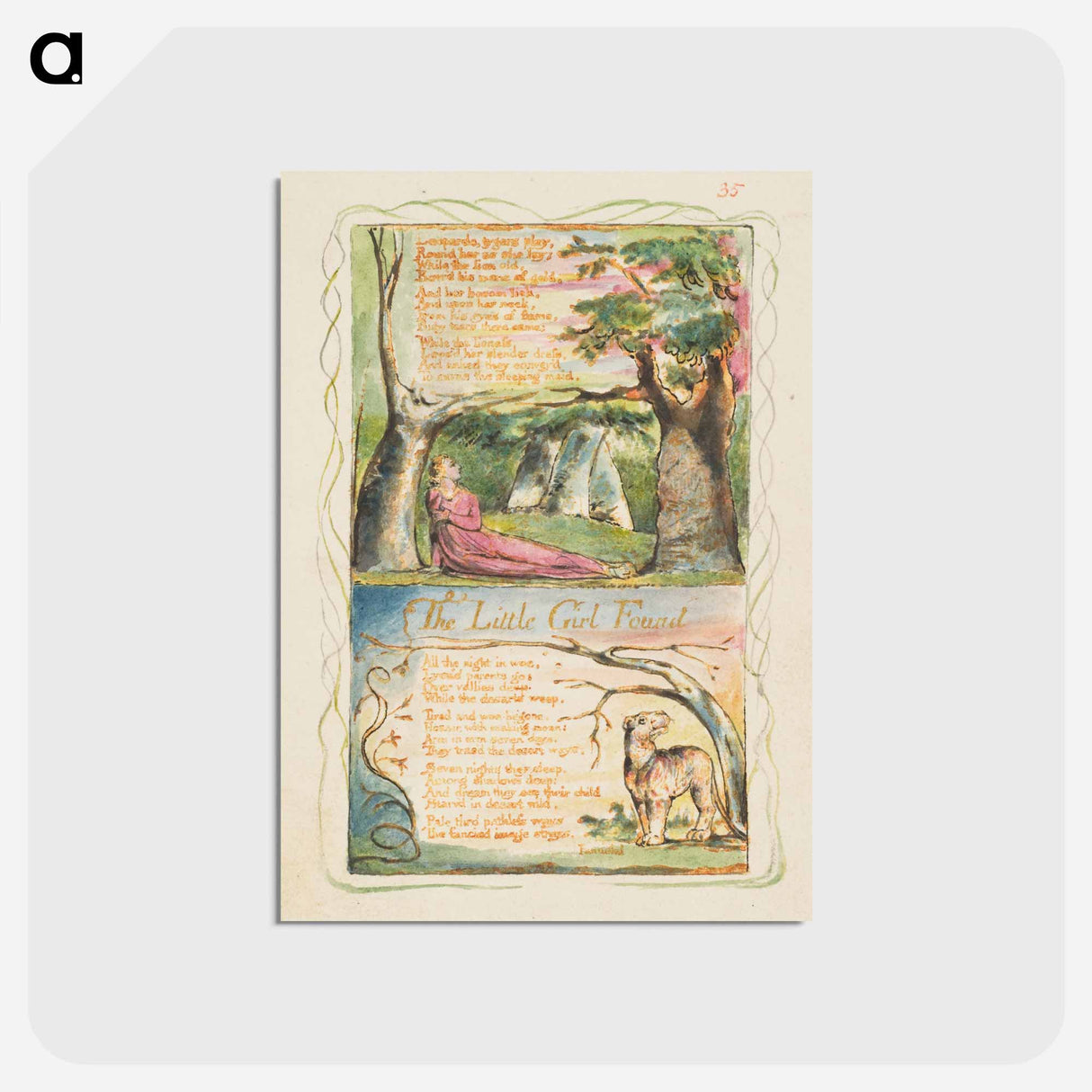 アートポストカード-Songs of Innocence and of Experience: The Little Girl Lost/The Little Girl Found - ウィリアム ブレイク Postcard.