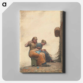 アートパネル-Mending the Nets - ウィンスロー ホーマー Canvas.