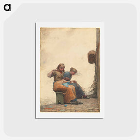 アートポストカード-Mending the Nets - ウィンスロー ホーマー Postcard.