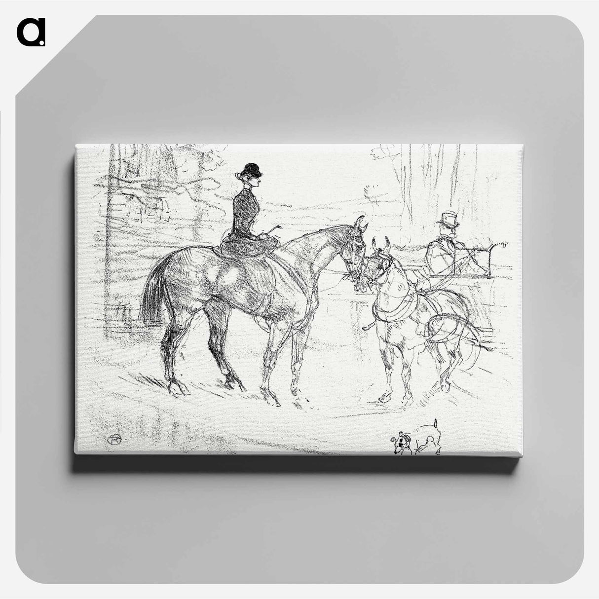 アートパネル-Horsewoman and Cart - アンリ ド トゥールーズ ロートレック Canvas.