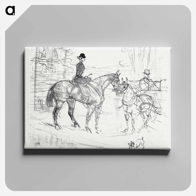 アートパネル-Horsewoman and Cart - アンリ ド トゥールーズ ロートレック Canvas.