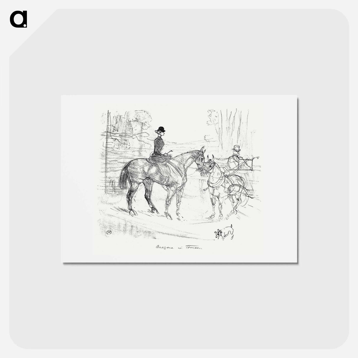 アートポストカード-Horsewoman and Cart - アンリ ド トゥールーズ ロートレック Postcard.