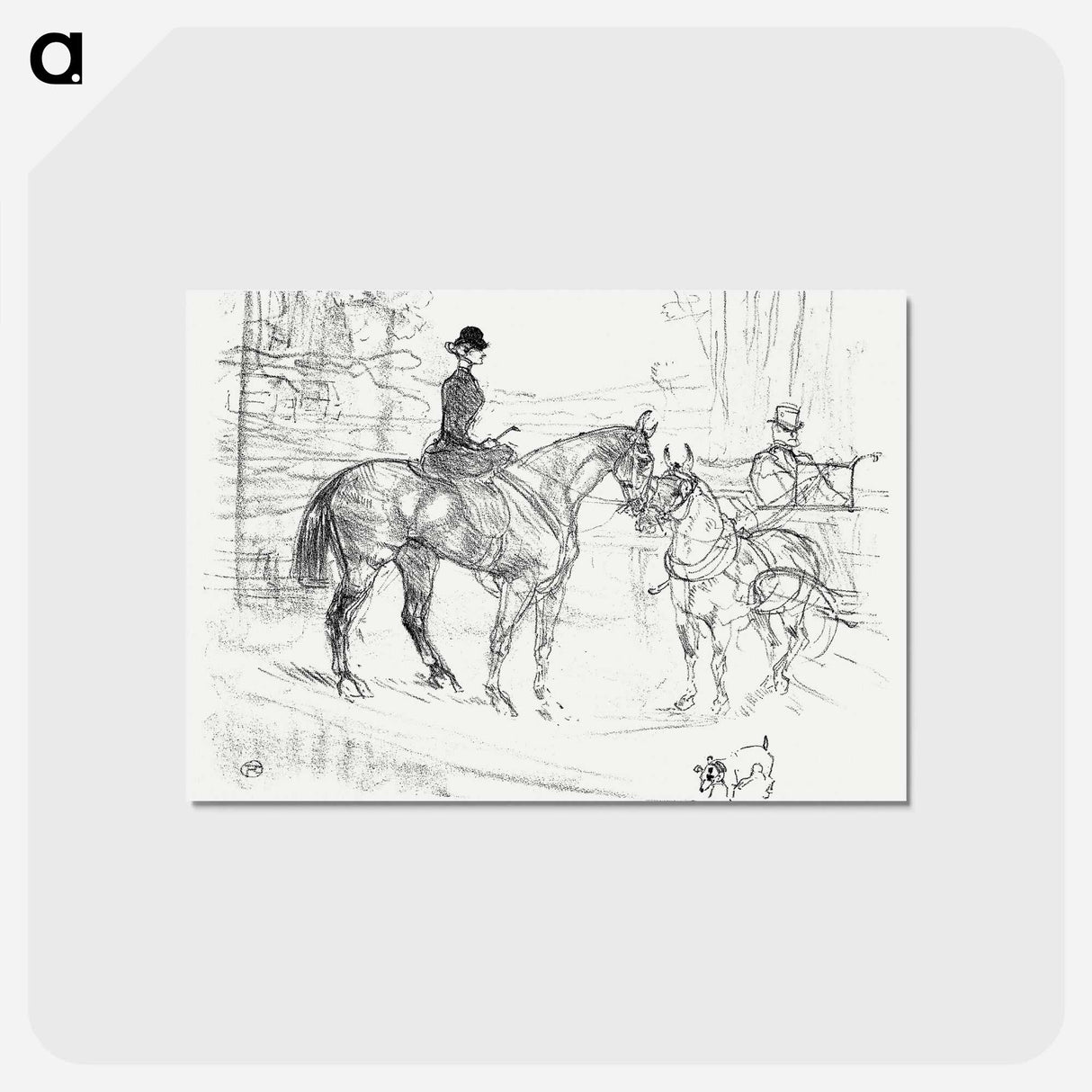 アートポストカード-Horsewoman and Cart - アンリ ド トゥールーズ ロートレック Postcard.