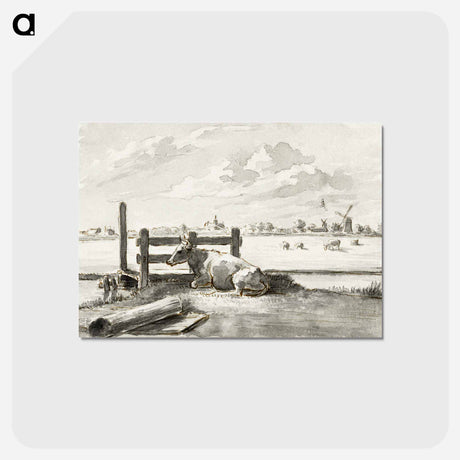 アートポストカード-Whey with lying cow - ジャン ベルナール Postcard.