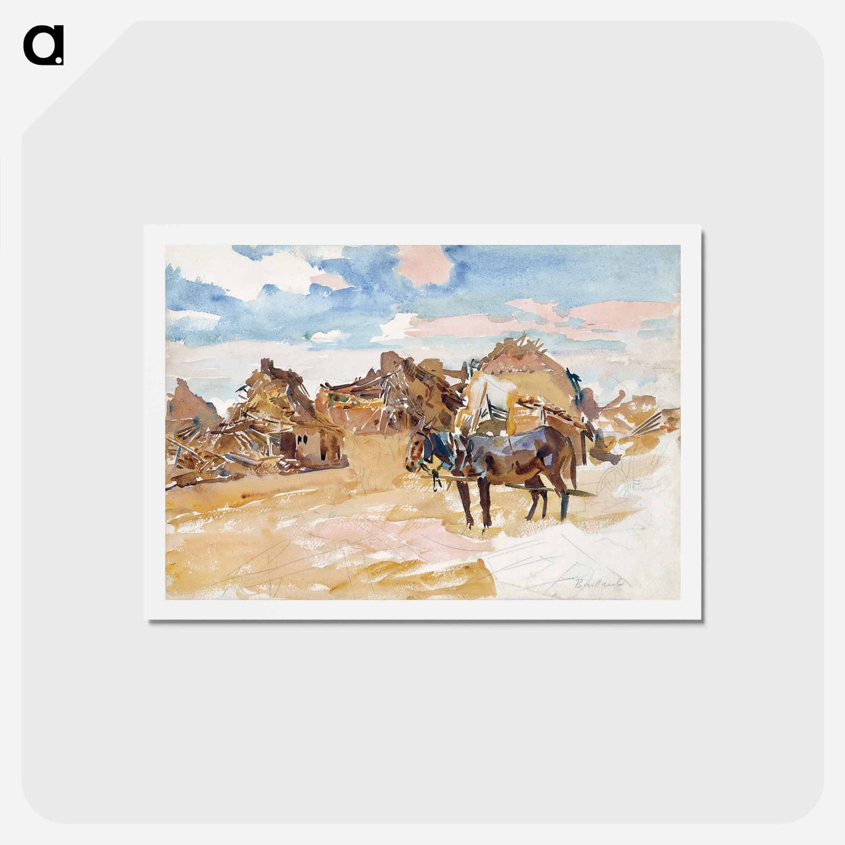 アートポストカード-Mules and Ruins - ジョン シンガー サージェント Postcard.