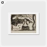 アートポストカード-Human Miseries - ポール ゴーギャン Postcard.