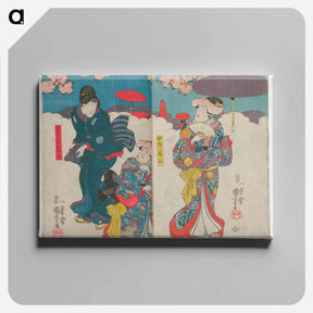 アートパネル-Onoe, Nakayama, and Ochiyo, Iwafuji's Servant - 歌川 国芳 Canvas.