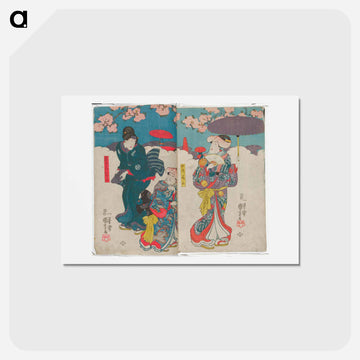 Onoe, Nakayama, and Ochiyo, Iwafuji's Servant - 歌川 国芳 Postcard.