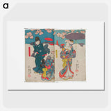 Onoe, Nakayama, and Ochiyo, Iwafuji's Servant - 歌川 国芳 Poster.