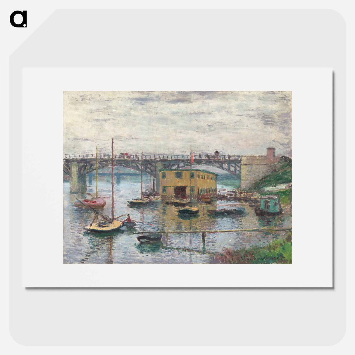 Bridge at Argenteuil on a Gray Day - クロード モネ Poster.