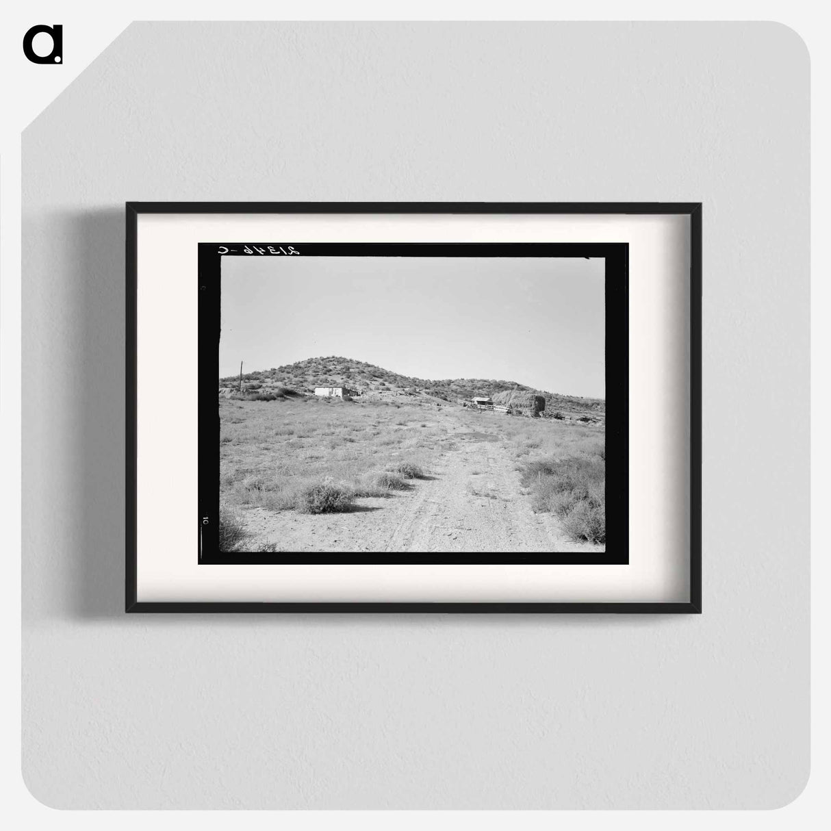 The Niccum farm, seen from road against sage brush hills. Malheur County, Oregon. Sourced from the Library of Congress. - Dorothea Lange Poster.