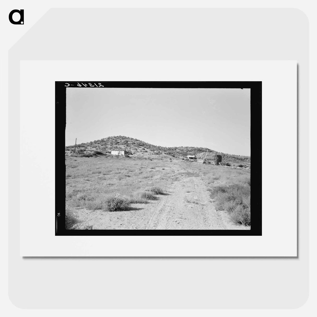 The Niccum farm, seen from road against sage brush hills. Malheur County, Oregon. Sourced from the Library of Congress. - ドロテア ラング Poster.