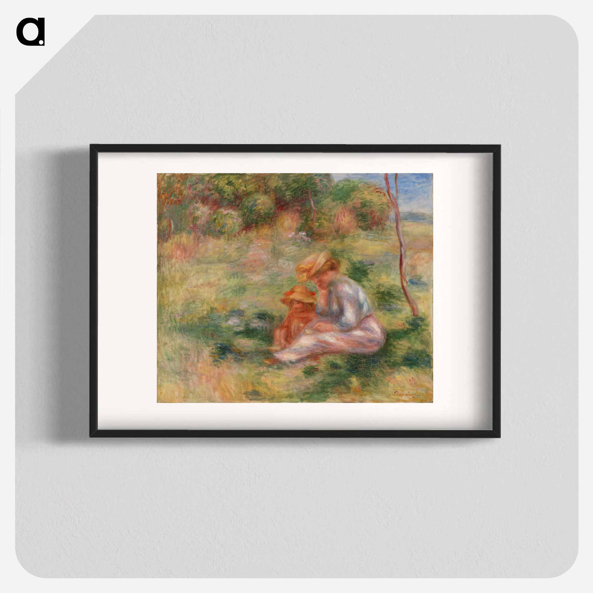 Woman and Child in the Grass - Pierre-Auguste Renoir Poster.