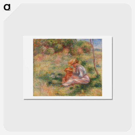 アートポストカード-Woman and Child in the Grass - ピエール オーギュスト ルノワール Postcard.