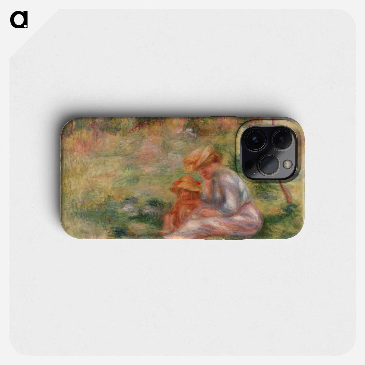 Woman and Child in the Grass - Pierre-Auguste Renoir Phone Case.