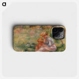 Woman and Child in the Grass - ピエール オーギュスト ルノワール Phone Case.