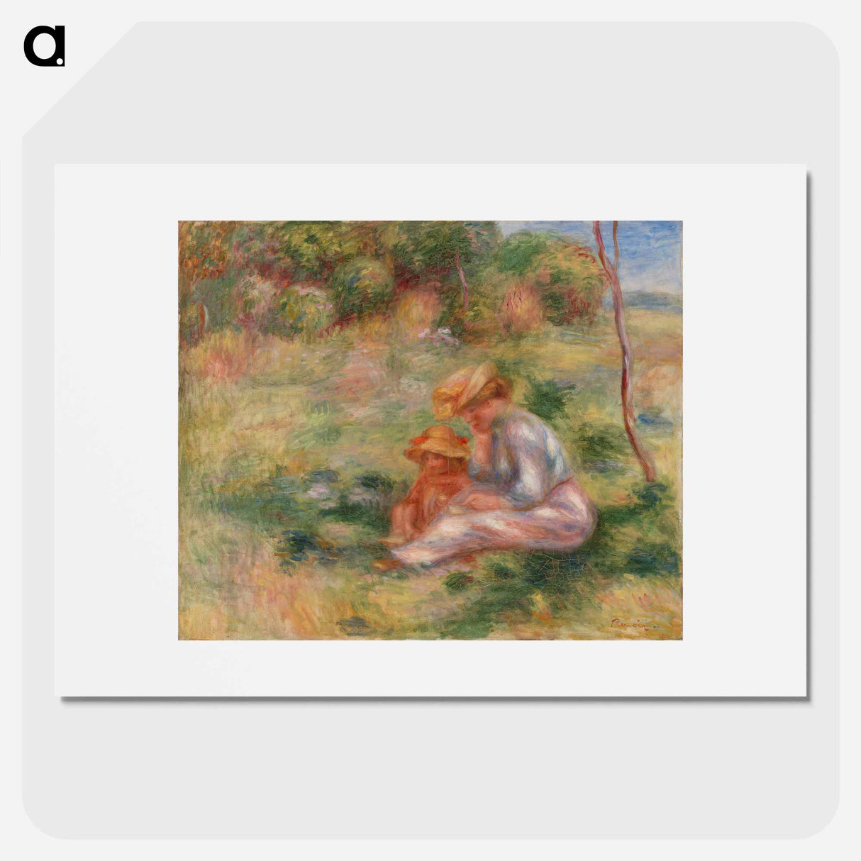 Woman and Child in the Grass - Pierre-Auguste Renoir Poster.