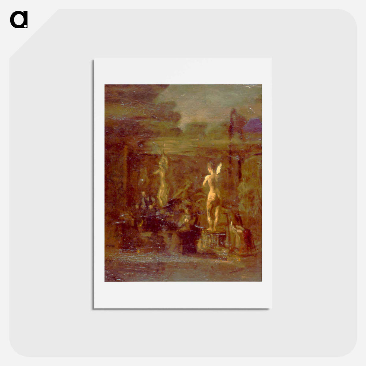 アートポストカード-Compositional Study for William Rush Carving His Allegorical Figure of the Schuylkill River - トーマス エイキンズ Postcard.