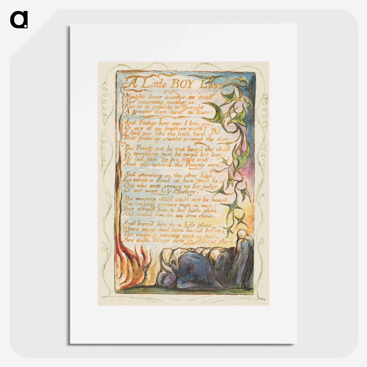 Songs of Innocence and of Experience: A Little Boy Lost - ウィリアム ブレイク Poster.