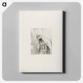 アートパネル-She Draws From Her Bosom a Sponge, Perfectly Black, and Covers it With Kisses - オディロン ルドン Canvas.
