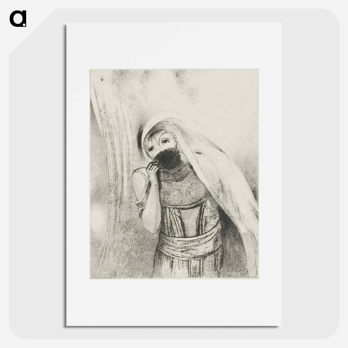 She Draws From Her Bosom a Sponge, Perfectly Black, and Covers it With Kisses - オディロン ルドン Poster.